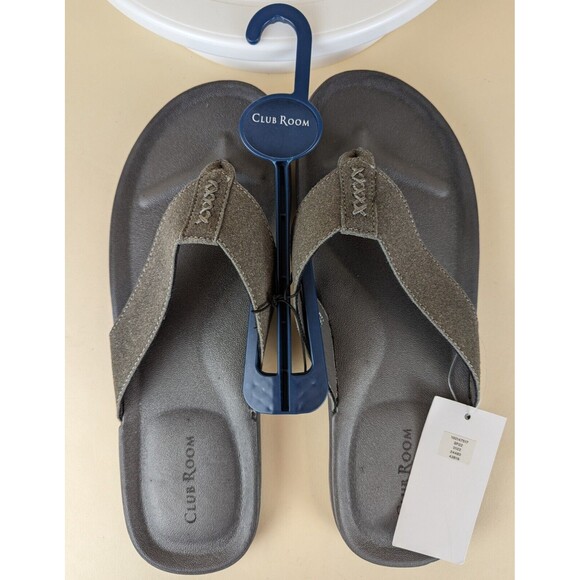 Club Room Riley Flip Flop Sandals Mens 10 Light Grey Toe-Post Flats Shoes NWT - Picture 7 of 12